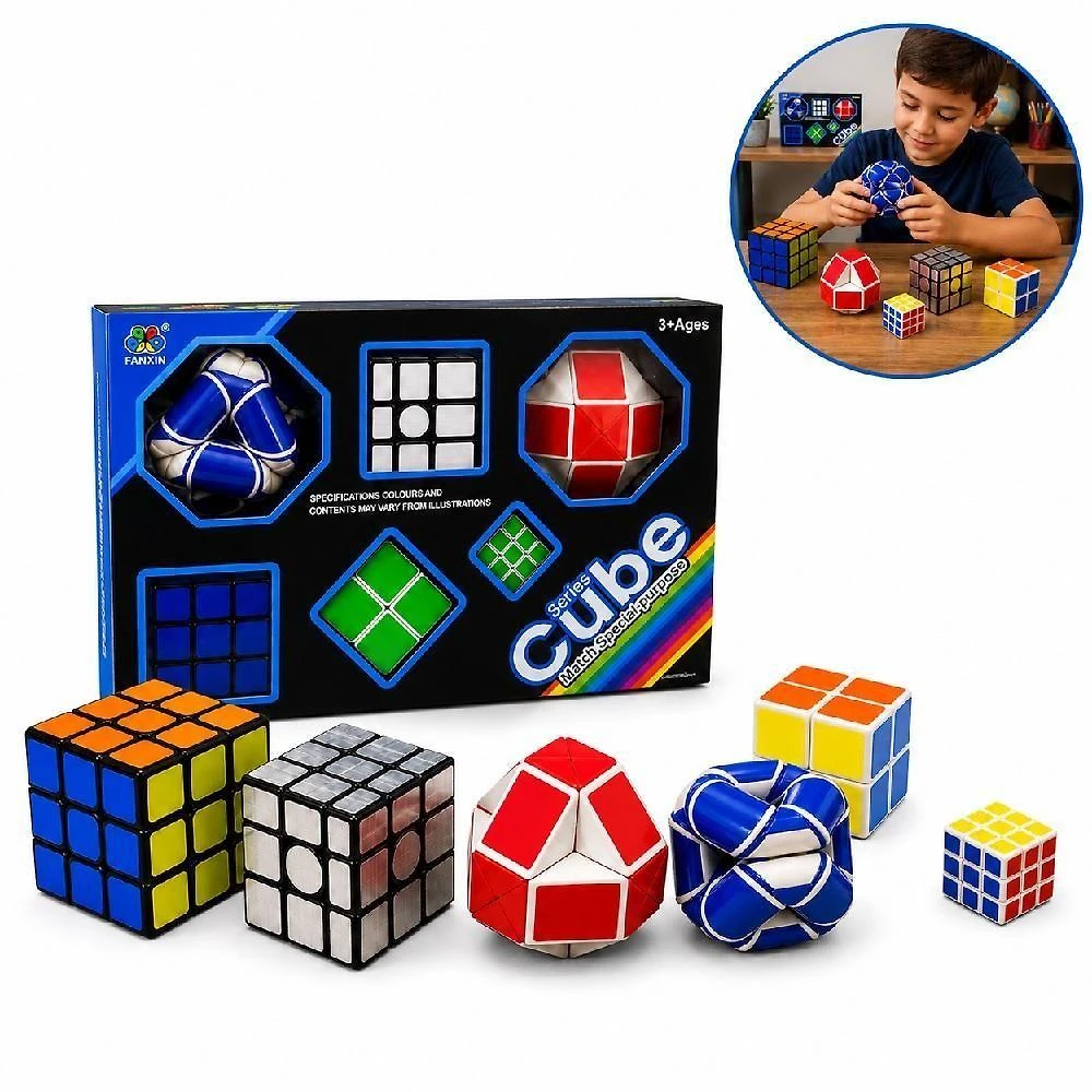 Kit Cubo Mágico Box 6 Cubos Raros Interativo Profissional Educativos Raciocinio Quebra Cabeca