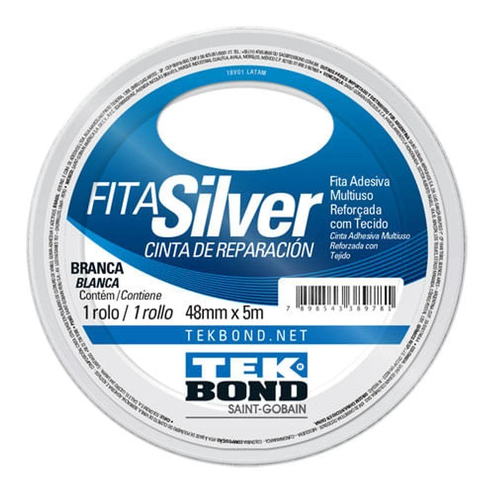 Fita Adesiva Multiuso - Silver - 48mmx5m - Tek Bond - Branco