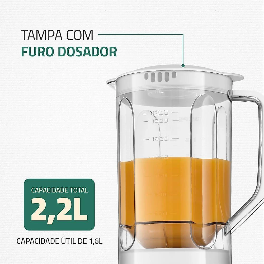 Liquidificador mondial l-97-w 550w 2,2l copo super-resistente 2 velocidades branco 220v