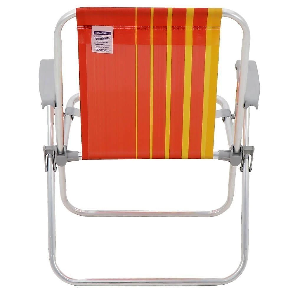 Kit 02 Cadeiras De Praia Tramontina Samoa Alta Em Alumínio Com Assento Laranja E Amarelo 92900001