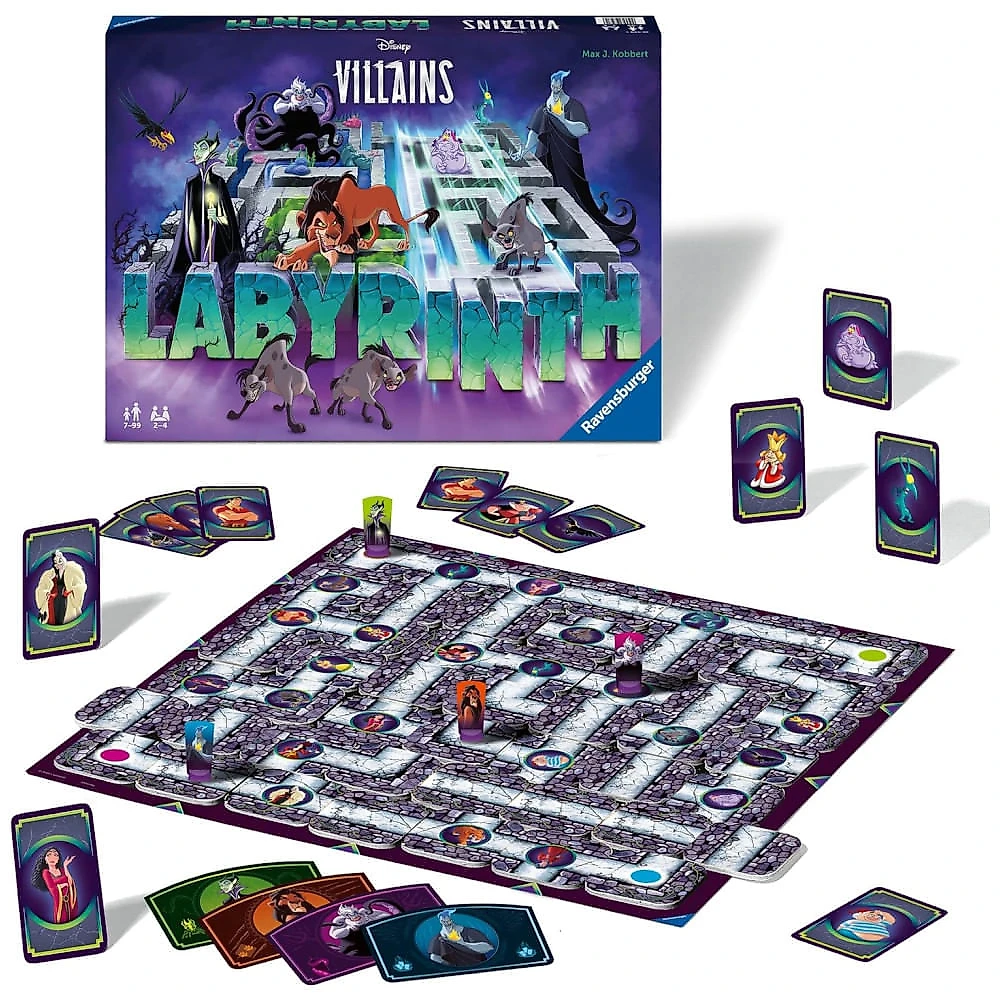 Jogo deTabuleiro do Labirinto dos Vilões da Disney: Diversão em Família, Design Premium, Presente Ideal para Fãs, Indicado para +7 anos