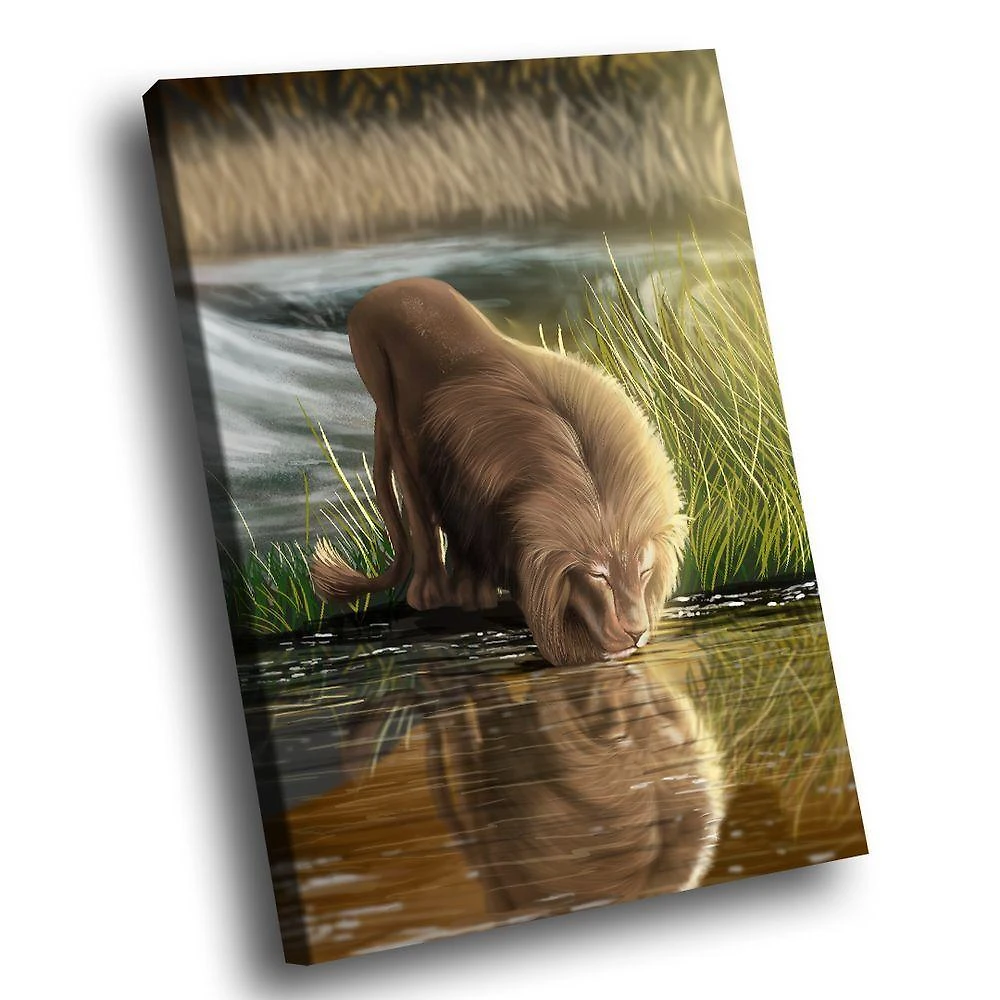 Quadro Leão Natureza Br Artes Pequeno 60x40