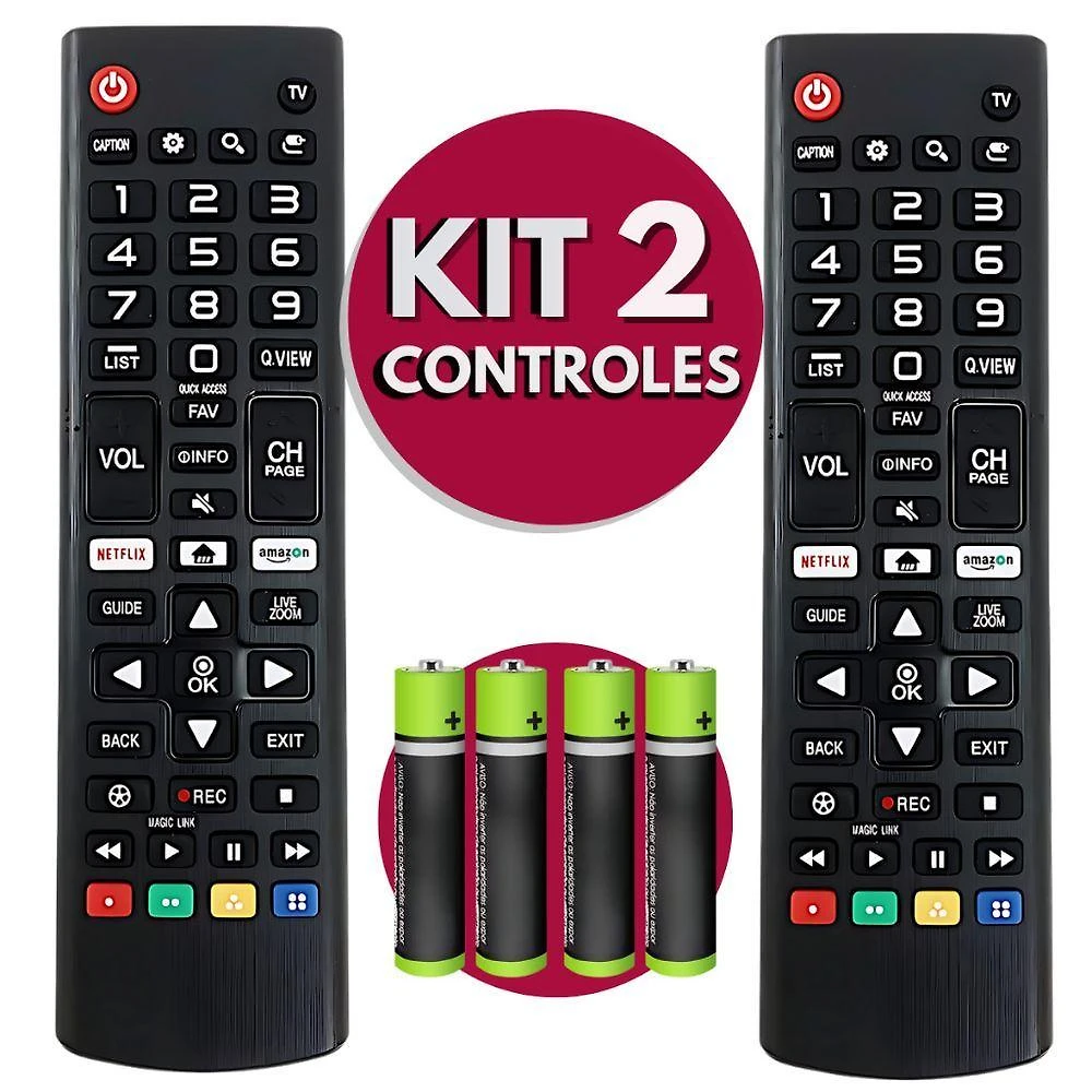 Kit 2 Controle Remoto para Tv Oem Compatível com Lg Smart Led Lcd 24 a 65 Polegadas