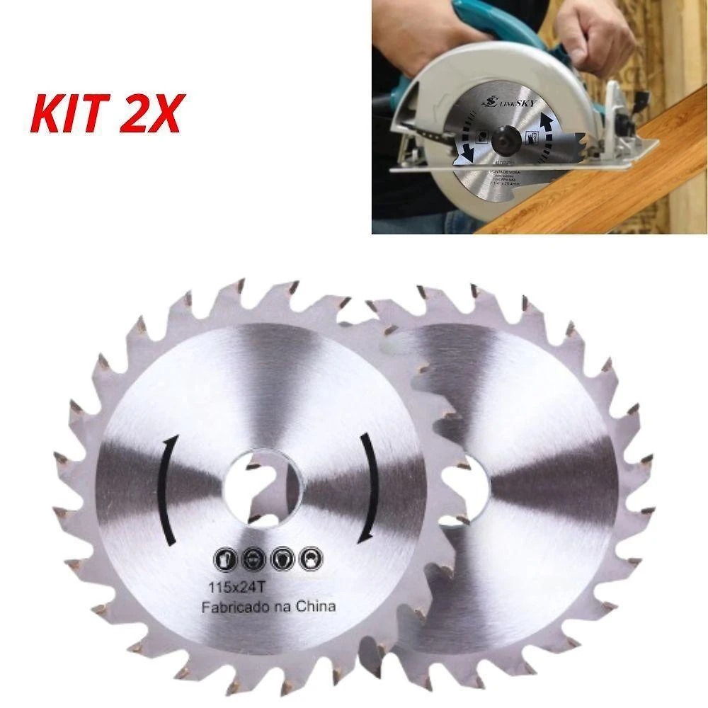 Kit 2 Disco de Serra Circular 4.1-2 115mm 24 Dentes Widea para Madeira e Mdf