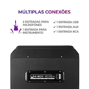 Torre de Som AIWA T2W-02 2300W Woofers 10" Bluetooth RGB Bivolt