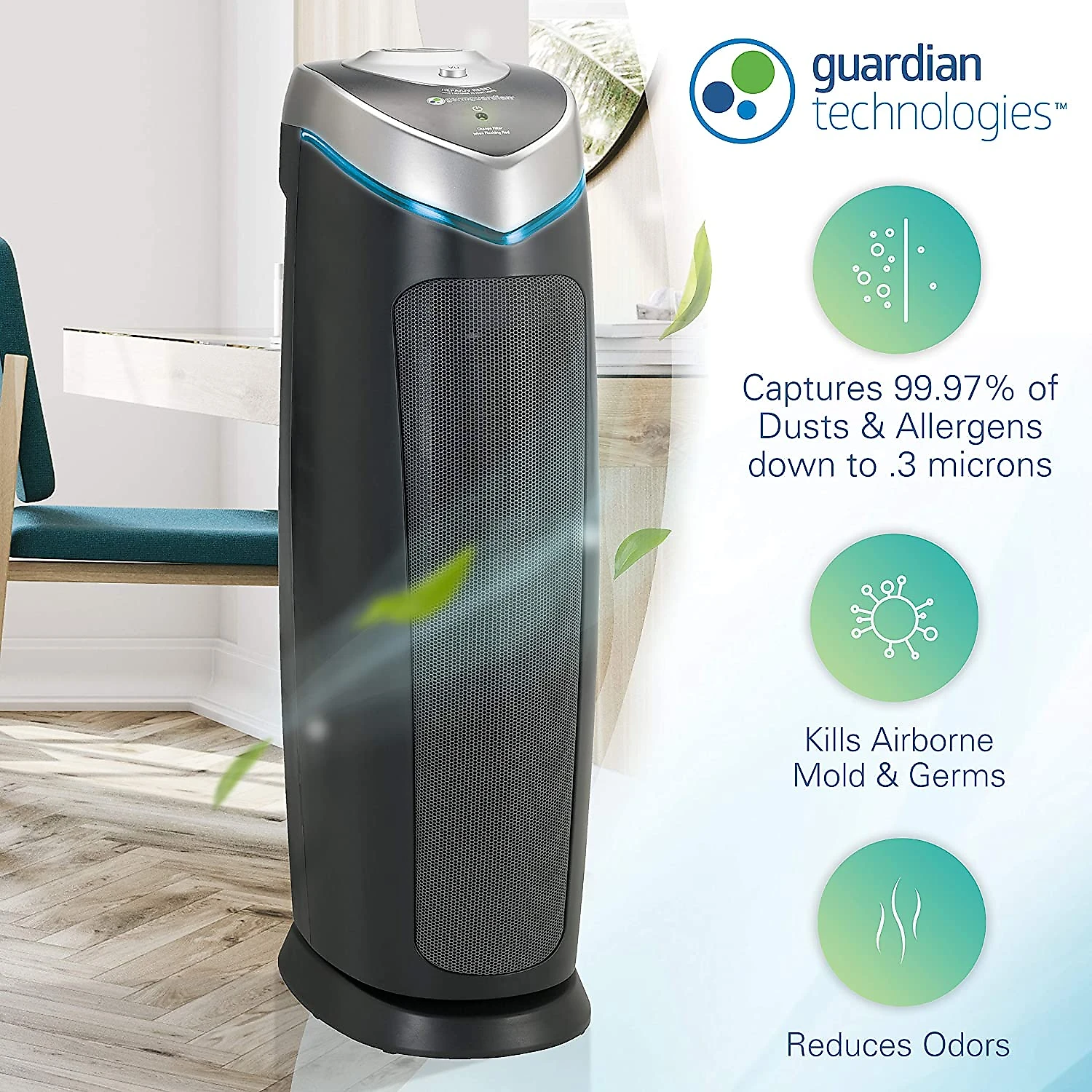 Esterilizador de Ar Guardian AC4825E Filtro HEPA UV VírusBactérias Preto 110V