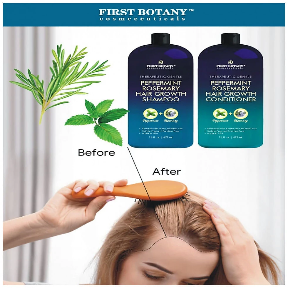 Peppermint Rosemary Hair Regrowth and Anti Hair Loss Shampoo and Conditioner SetDaily Hydrating Detoxifying Volumizing