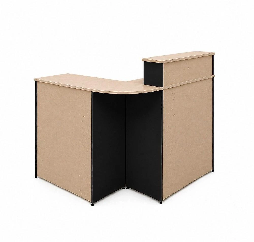 Balcão Caixa em L Atendimento e Recepção 82x40 Comercial MDP com Gaveta e Fechadura Dubai/Preto