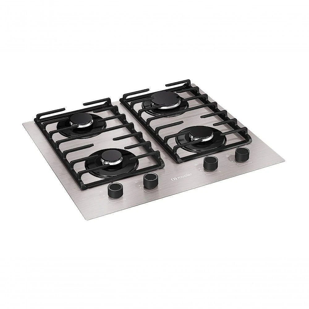 Fogão Cooktop 4 Bocas Ultra Chama MCG4BL Grade Dupla Mesa De Alumínio Mueller Bivolt