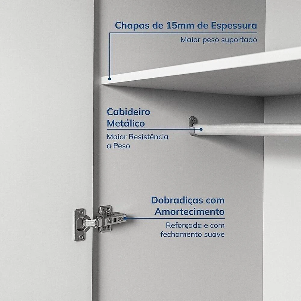 Guarda-roupa Modulado de Canto 10 Peças 18 Portas Jade CabeCasa MadeiraOriginals Guarda-roupa Modulado de Canto 10 Peças 18 Portas Jade Cabecasa Madeiramadeira Branco Fosco