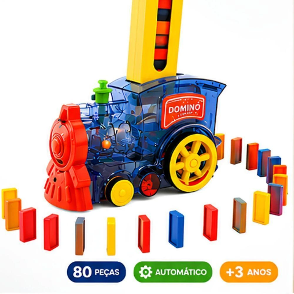 Trem de Brinquedo Dominá com Luz Fumaça e Música 80 Peças Toys & Toys