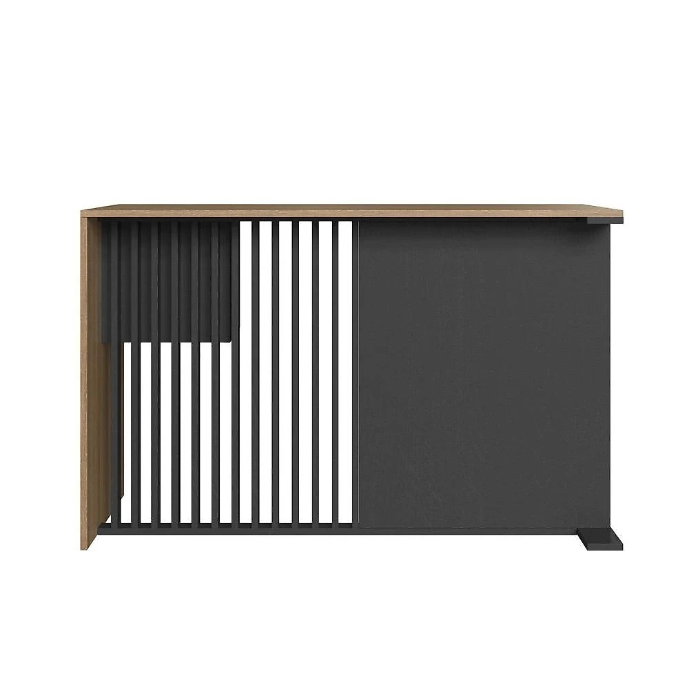 Conjunto de Escritório com 2 Peças Mesa com Gavetas e Armário com Nichos Cj8001