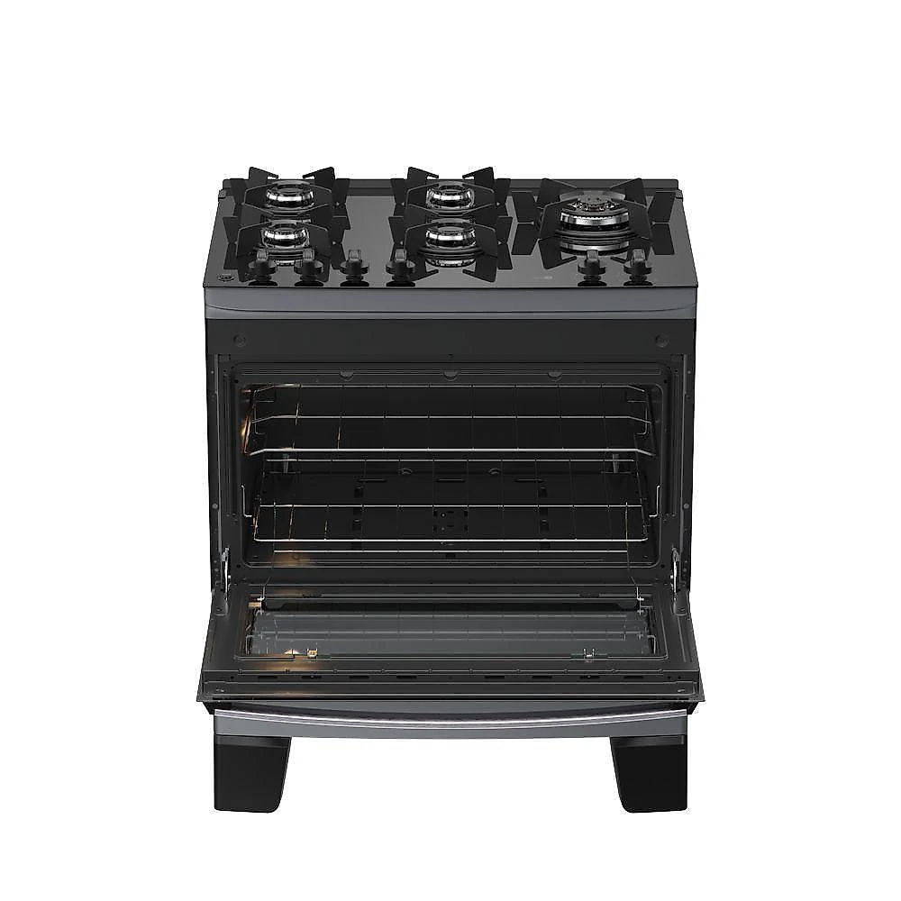 Fogão de Piso 5 Bocas Atlas Agile Up Glass TC Vidro Temperado Automático Titânio Bivolt