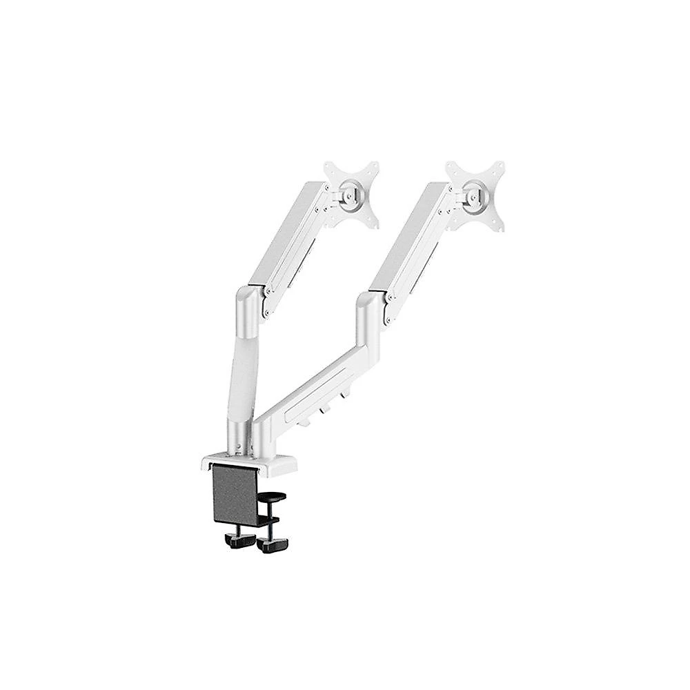 Suporte de Mesa Articulado para 2 Monitores de 17" a 32" FlexiSpot F5D, Ajustes com Pistão a Gás, VESA, Branco - F5DW