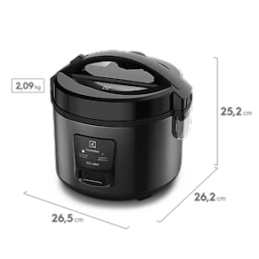 Panela de Arroz Elétrica Electrolux ERC10 Efficient 2 em 1 Visor Glass por Rita Lobo 7 Xícaras - Preto/Inox 110V