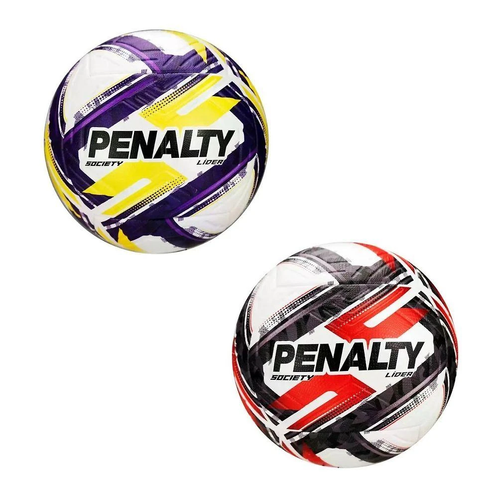 Kit 2 Bola de Futebol Society Líder XXVI Vermelho e Amarelo Penalty