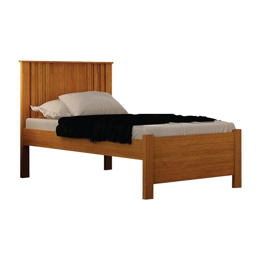 Cama Solteiro Milano com Aplique Ripado MDF-MDP Cinamomo Leifer Móveis
