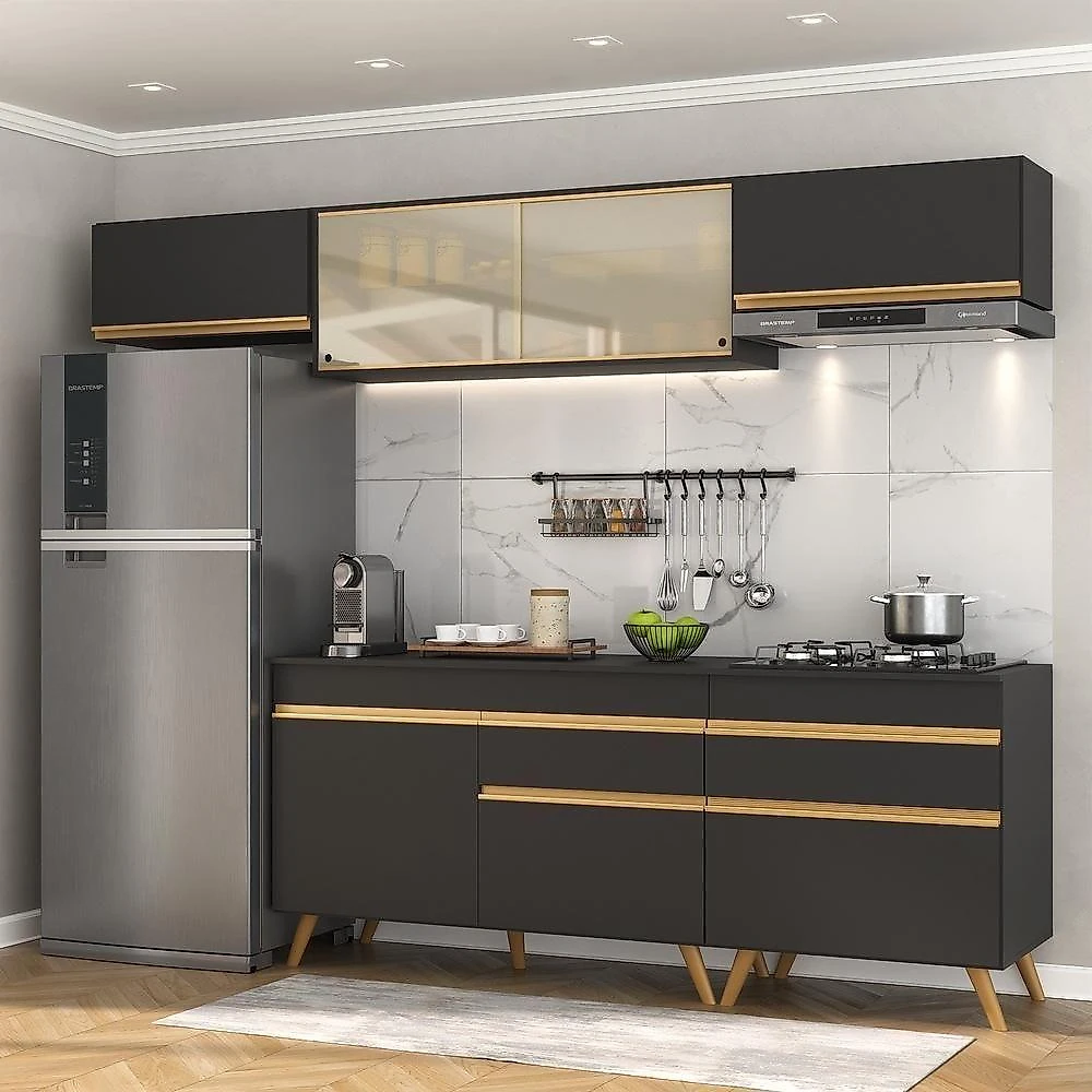 Armário De Cozinha Completa 260cm Multimóveis V3710/dourado
