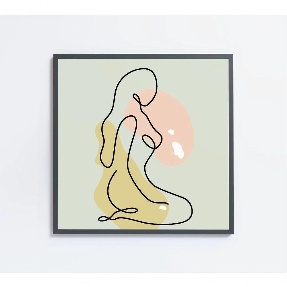Quadro Feminino Silhueta Artística Contínua Medidas 60x60 Cm Impressão Tecido Canvas
