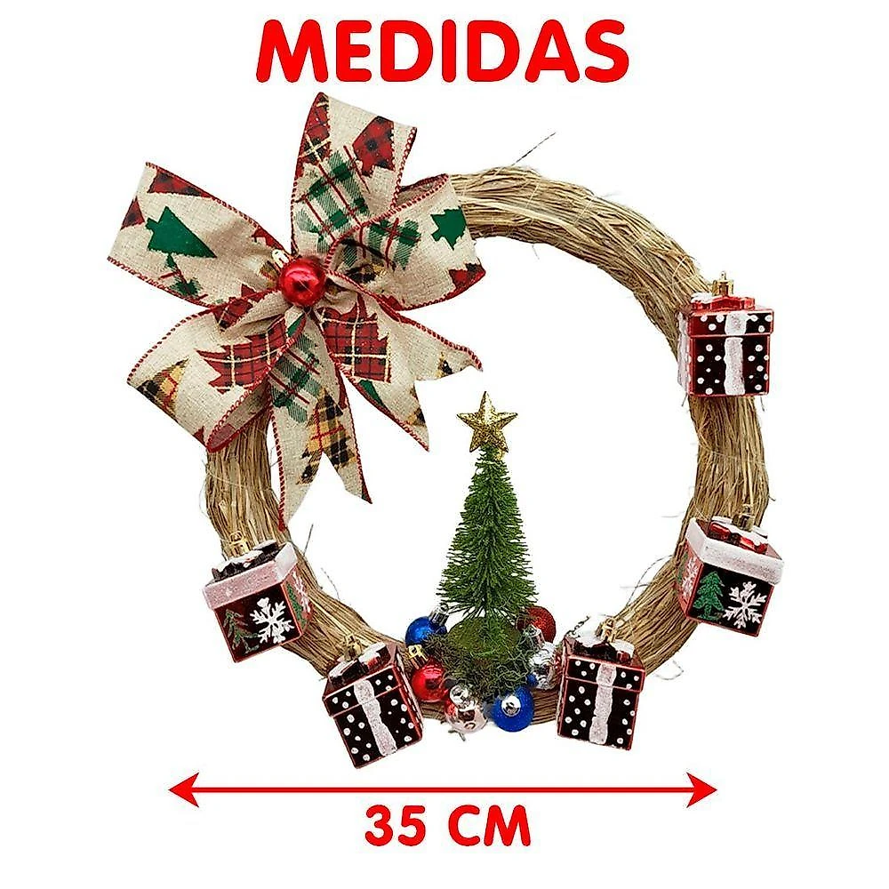 Guirlanda Natalina Decoração De Porta Noel Rena Urso De 35cm C