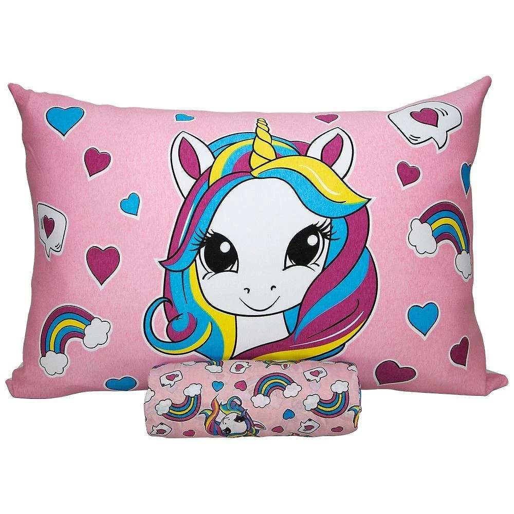Jogo de Cama Joy Sweet Unicórnio Solteiro 70% Algodão 30% Poliéster Malha Rosa
