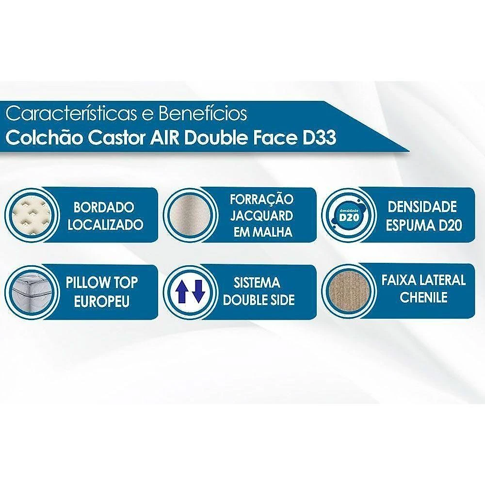 Colchão Queen Espuma D33 Black White Air Double Face Euro Pillow (158x198x27) - Castor