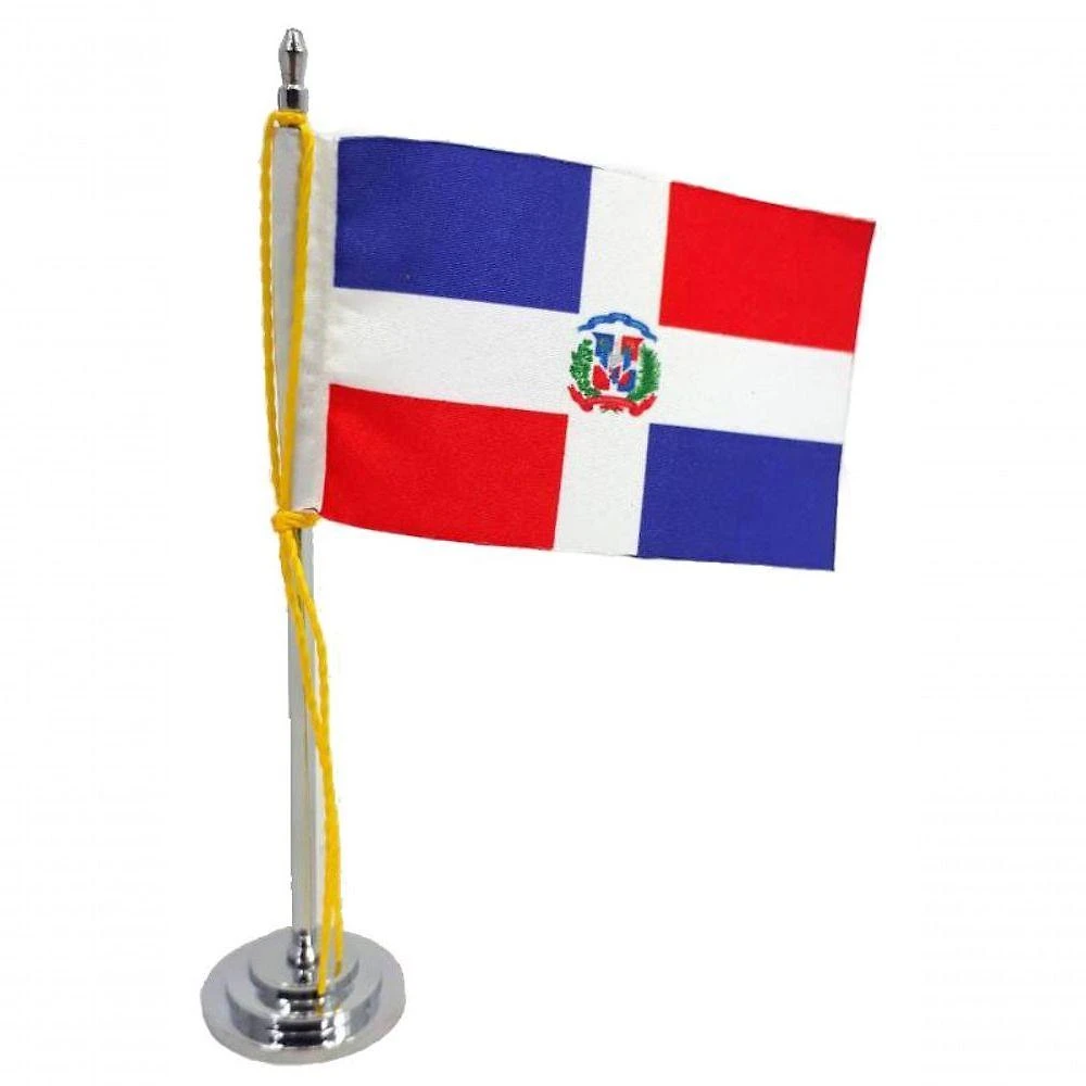 Mini Bandeira De Mesa Da República Dominicana 15 Cm Poliéster