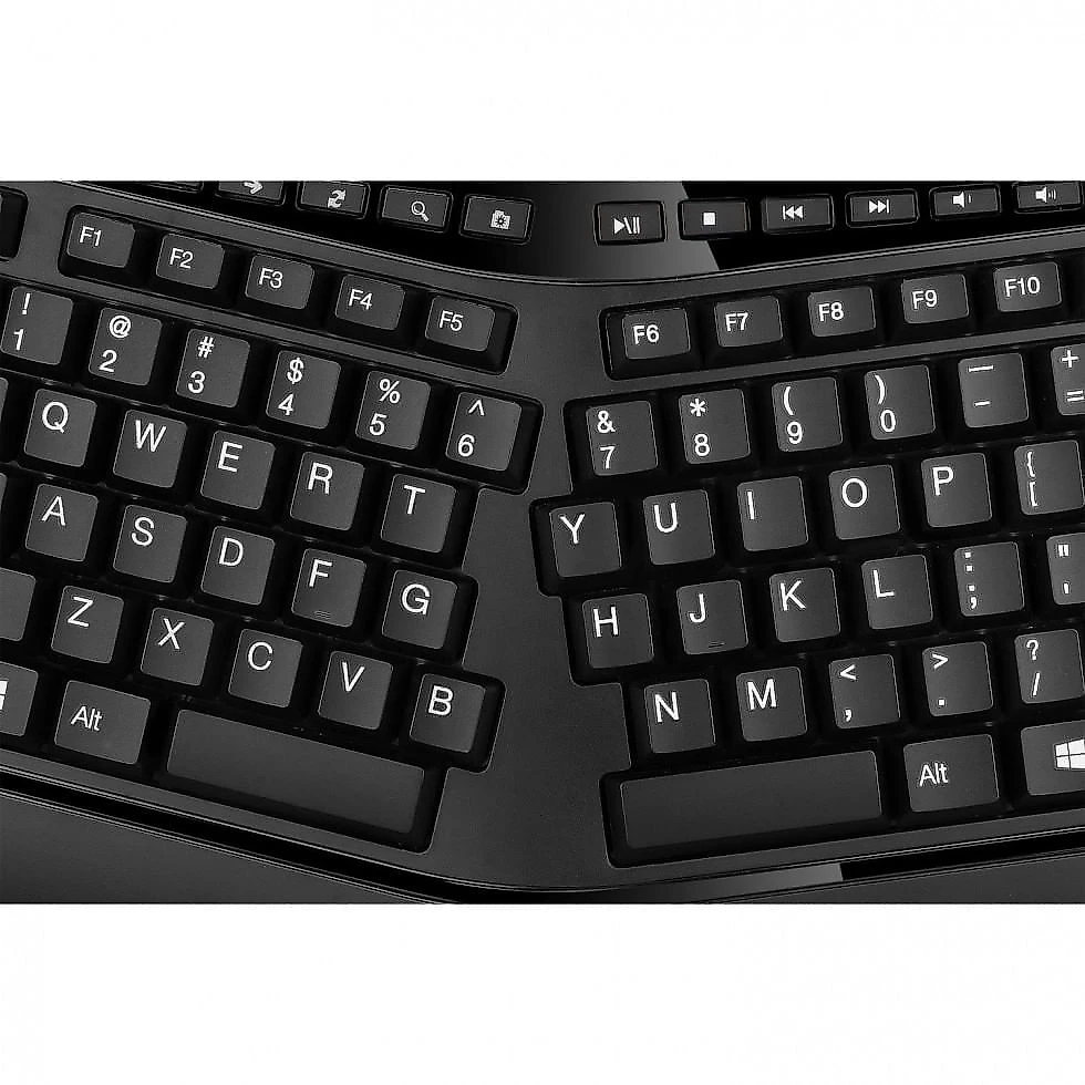 Adseeo WKB 3500UB Teclado Ergonômico Sem Fio Recarregável Reduz a Tensão das Mãos, Preto