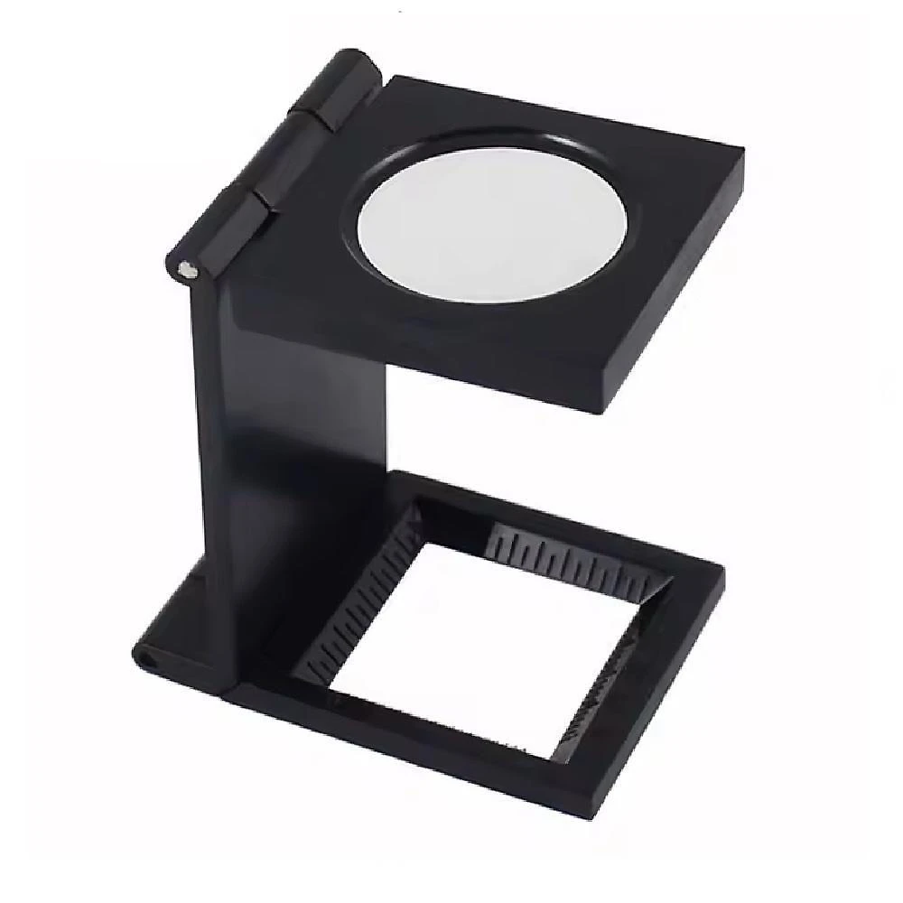 Lupa Conta Fios 10X de Mesa Dobrável com Lente 28mm e Escala para Trabalhos de Precisão Preto