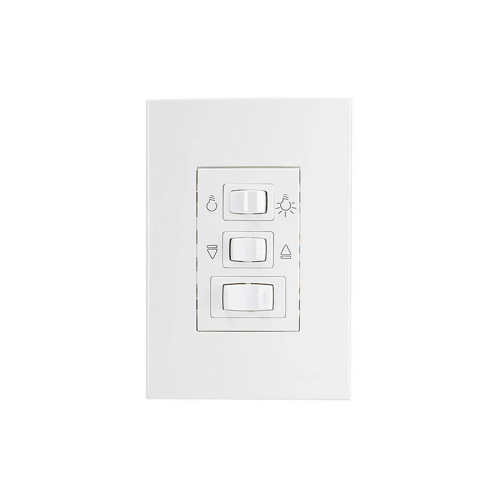 Controle De Ventilador Margirius Sleek 3 Velocidades Com Placa 4x2 Branco 127v