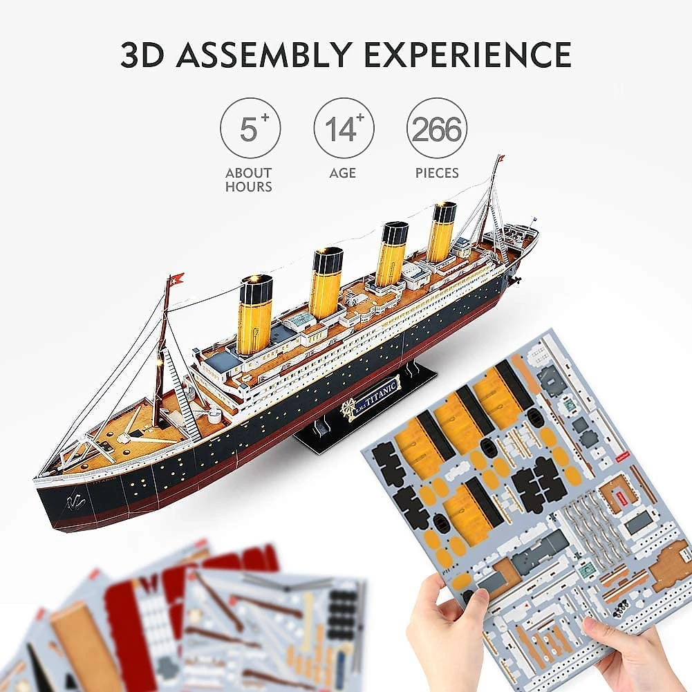 CubicFun Quebra Cabeças 3D Titanic com 85 Leds para Crianças e Adultos 266 Peças