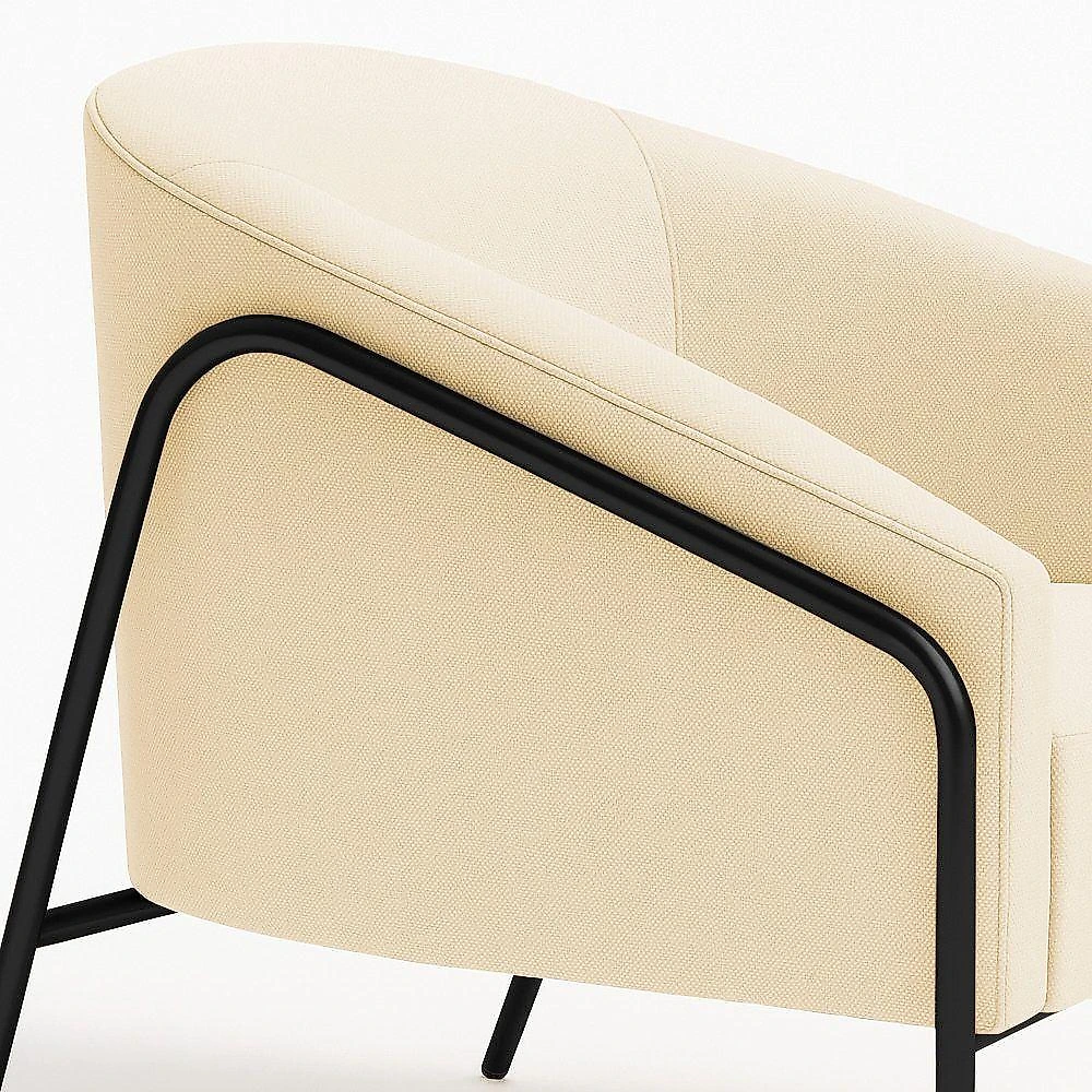Poltrona Sala Industrial Alta Preto Stella Linho D03 - D'rossi Cor Bege