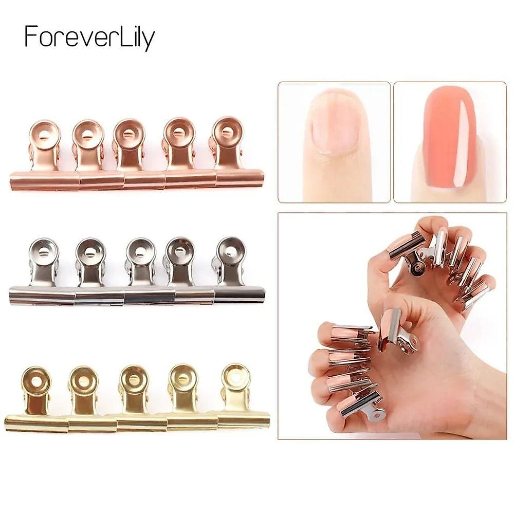 Kit 36 Presilhas Grampo Metal Prata Para Unhas Curvatura C Tamanho Pequeno