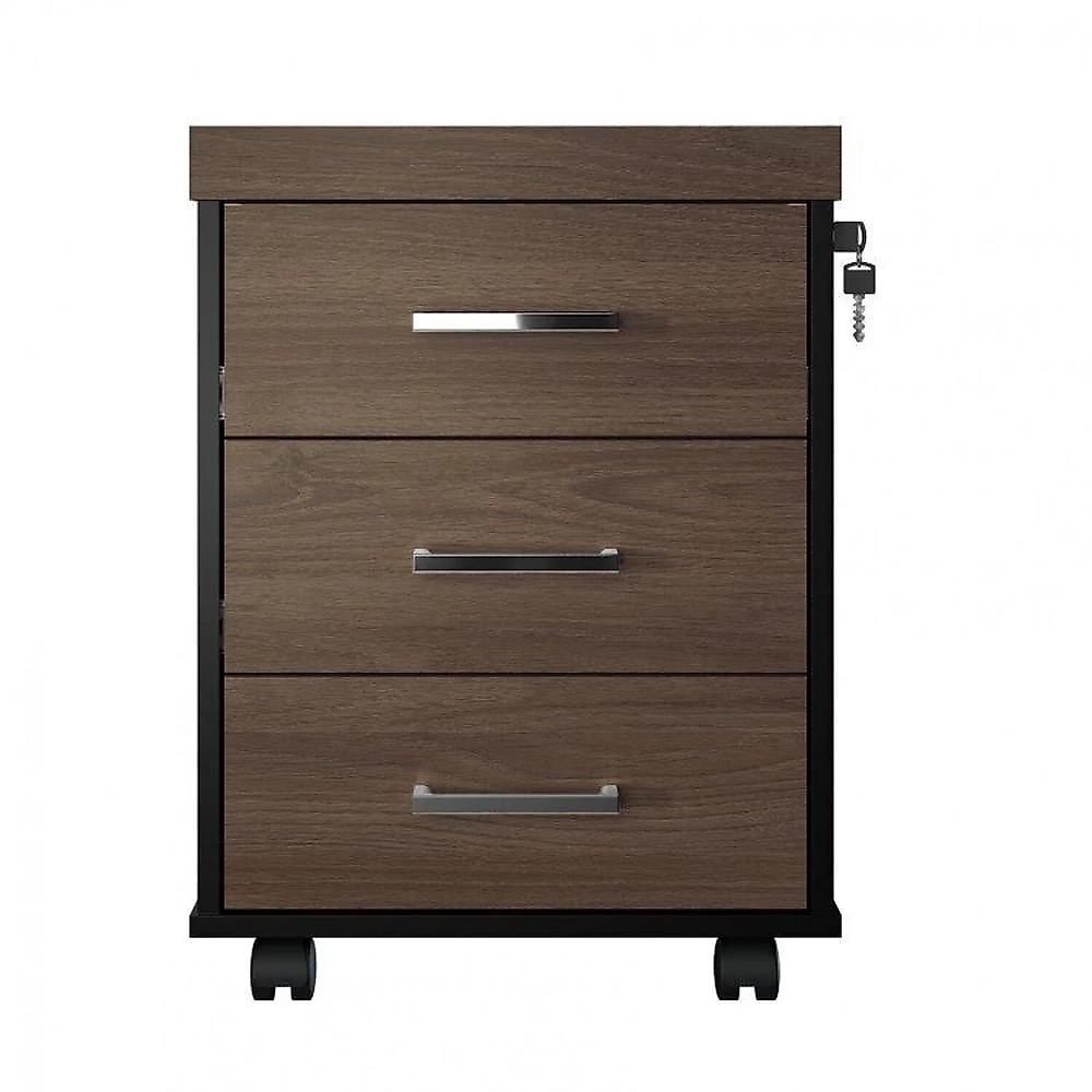 Conjunto Tamburato Mesa 1600 Gaveteiro Balcão 2 Portas Armário com Nicho e Balcão com Gavetas Charuto/Preto