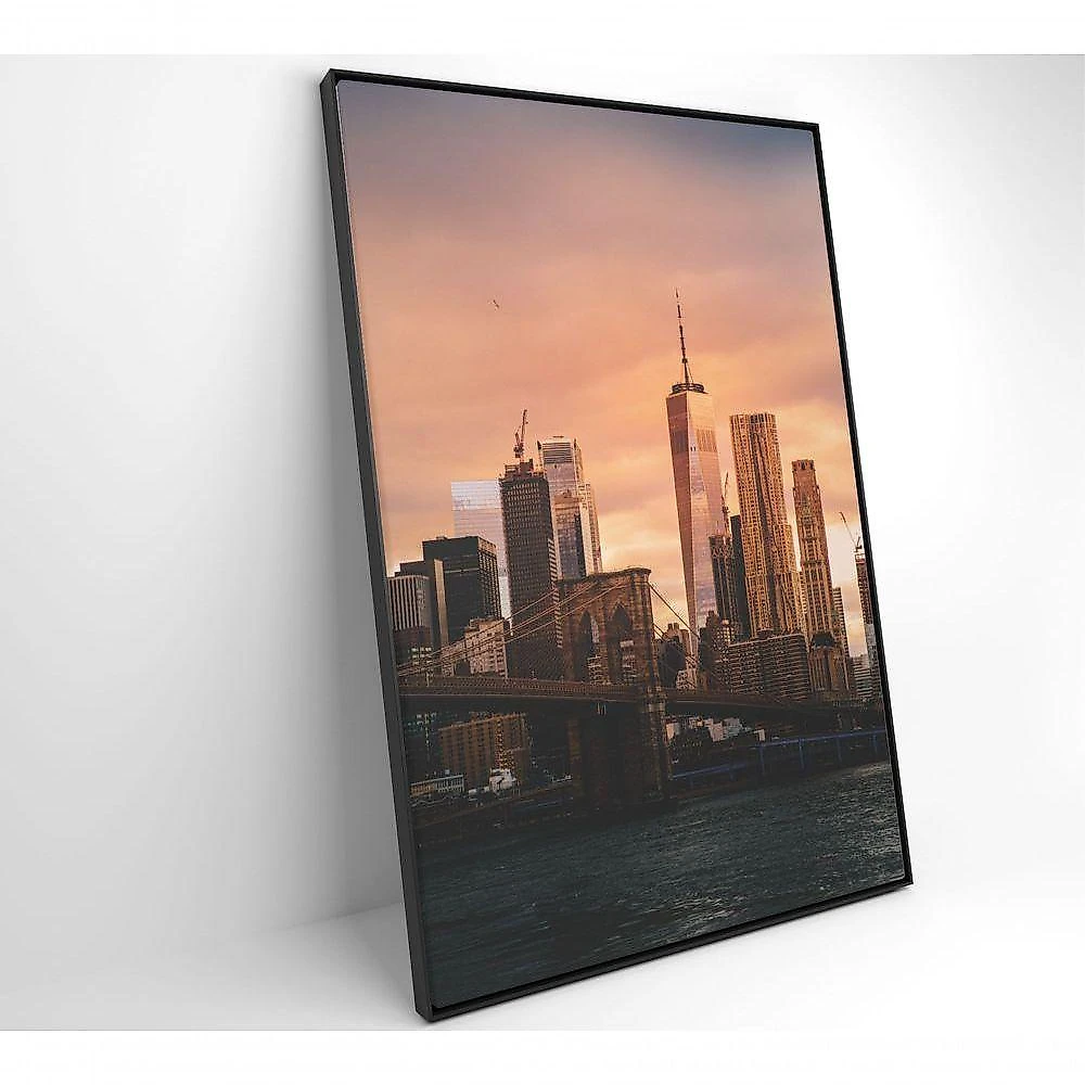 Quadro Nova York Pôr Do Sol 80x120 Cm Tecido Canvas