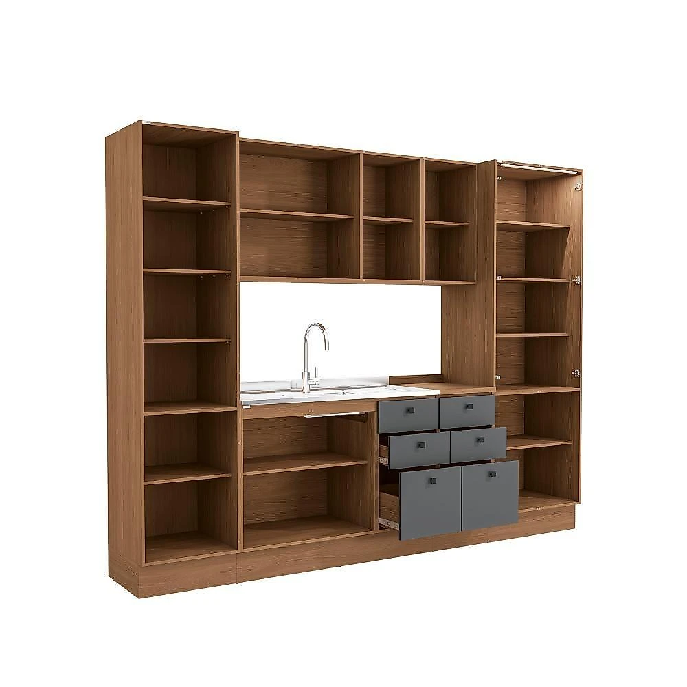 Cozinha Modulada Pixel Kappesberg 100% Mdp Canela-cinza Sagrado-canela 280cm