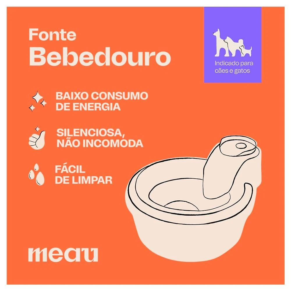 Fonte Bebedouro Meau Clássica Preta - Bivolt