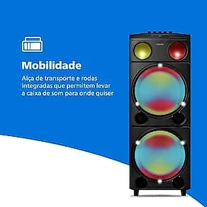 Caixa de Som Philips Party Speaker TAX5509 2400W Bluetooth Luzes LED Preta