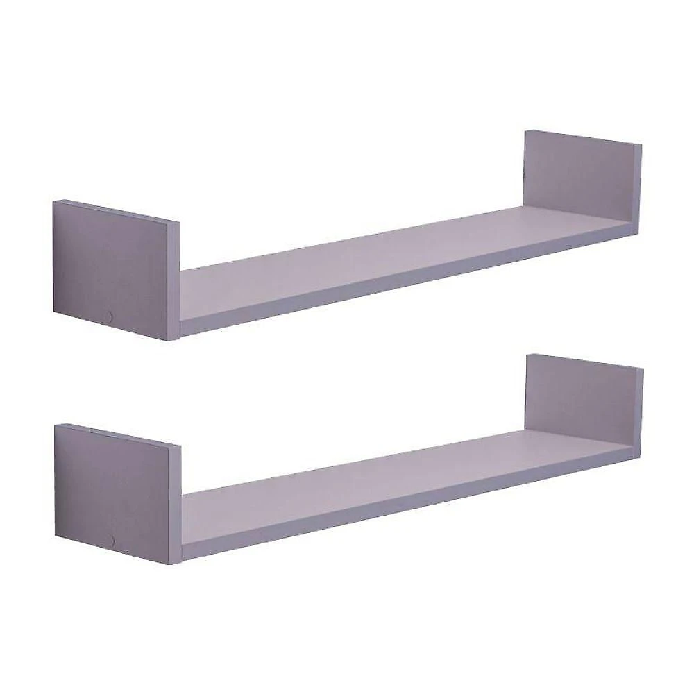 Prateleira Kit 2 U 90x10CM MDP Suporte Invisível Moderno Sala Cinza Claro Mercado das Prateleiras