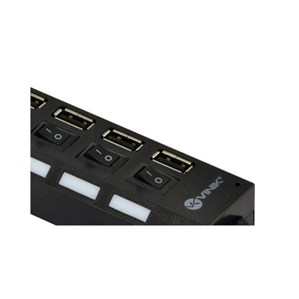 Hub USB HUV-40 7 Portas USB 2.0 com LED Indicador Preto Vinik