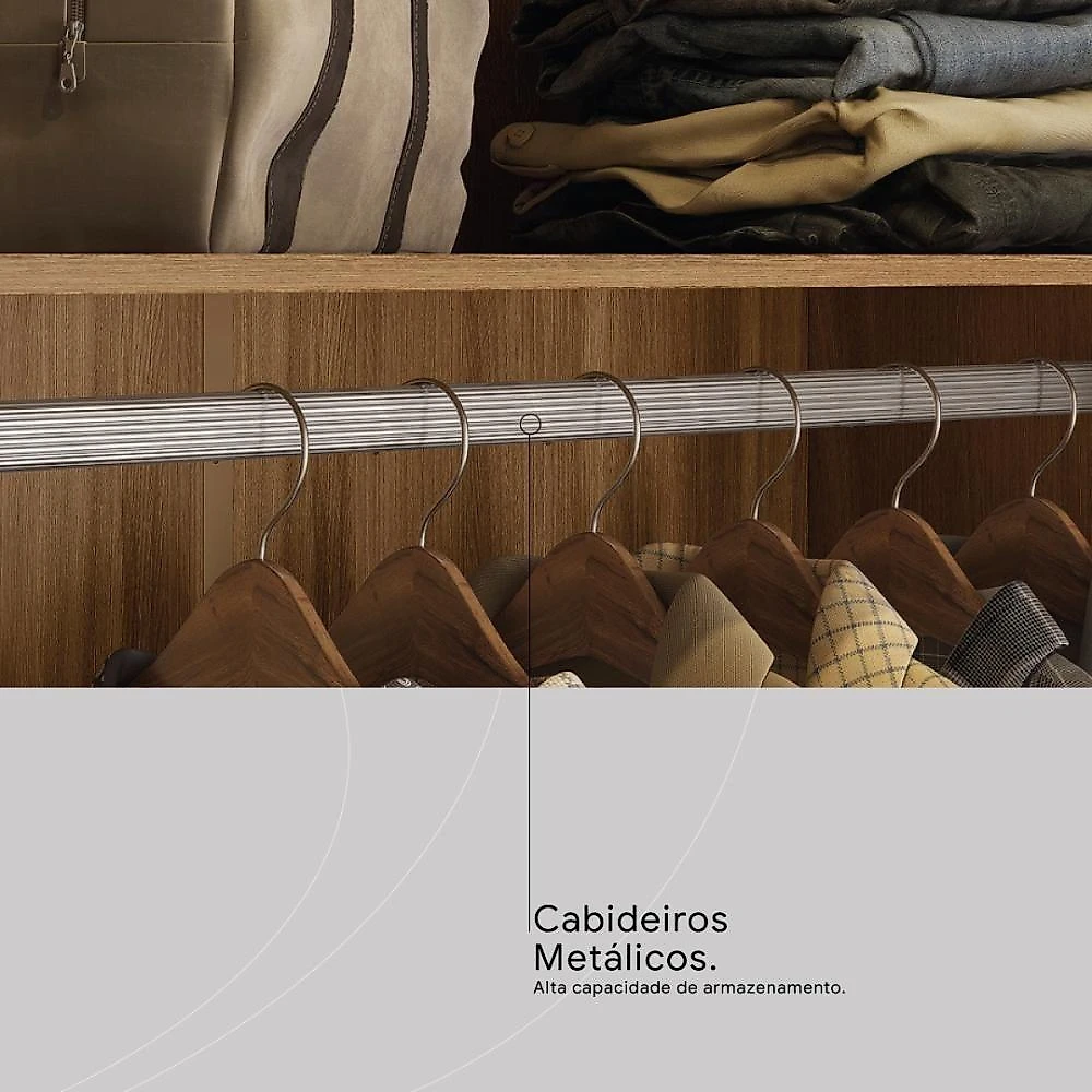 Guarda Roupa Casal 4 Portas Com Espelho E 4 Gavetas Laredo - Amêndola-nude Prime Tx