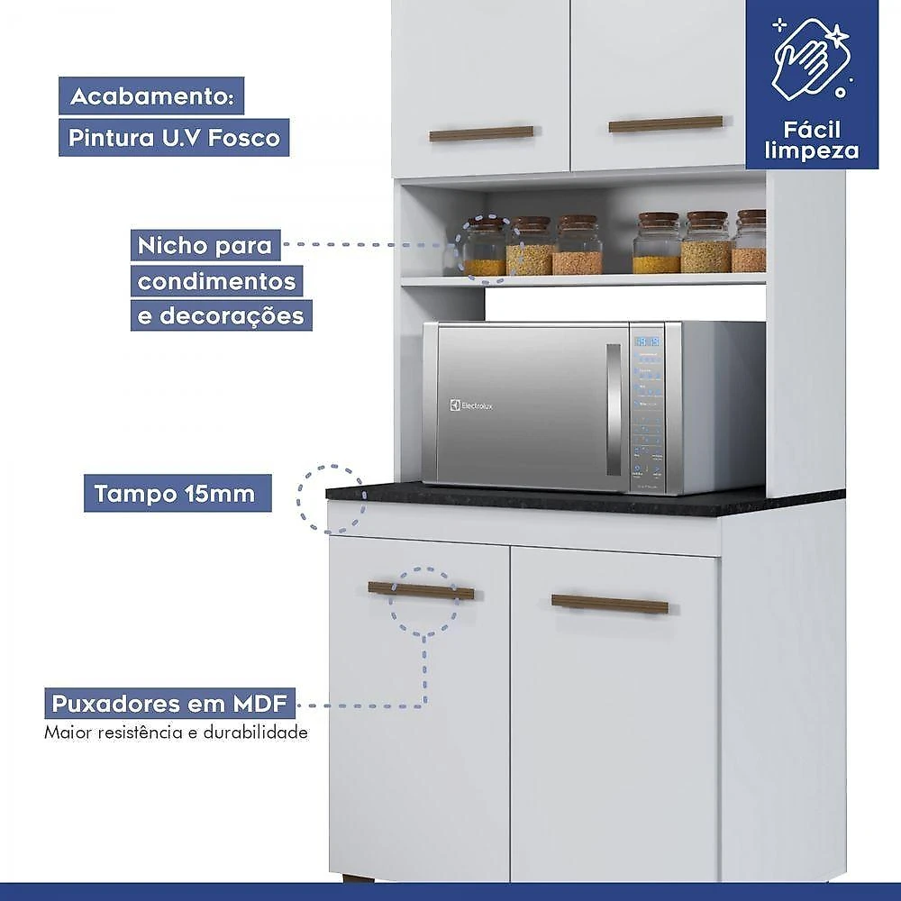 Cozinha Completa 10 Portas 3 Gavetas Atenas Kaiki Moveis Branco