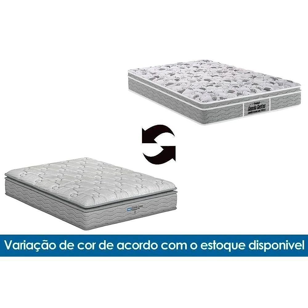 Cama Box Baú Casal: Colchão Anatômico Probel D45 Guarda Costas Próextreme Plus + Base Crc Suede Black (138x188)