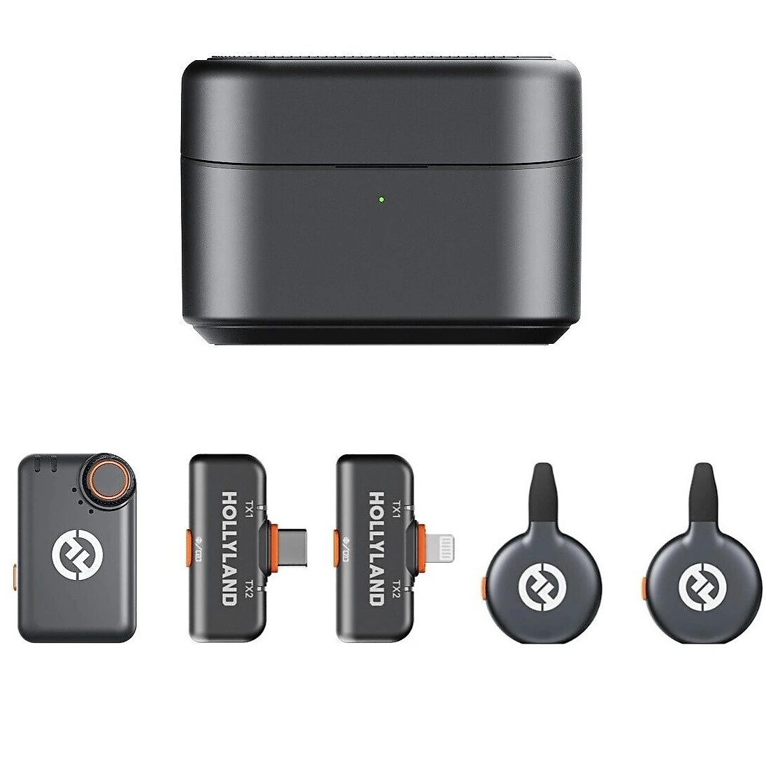 Sistema Microfone Duplo Hollyland LARK M2S Ultimate Combo Wireless para Câmeras e Smartphones USB-C e Lightning