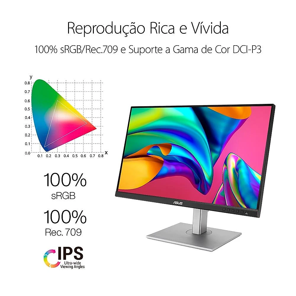 Monitor Profissional ASUS ProArt 27", QHD, IPS, Adaptive Sync, Altura Ajustável, Som Integrado - PA278CV