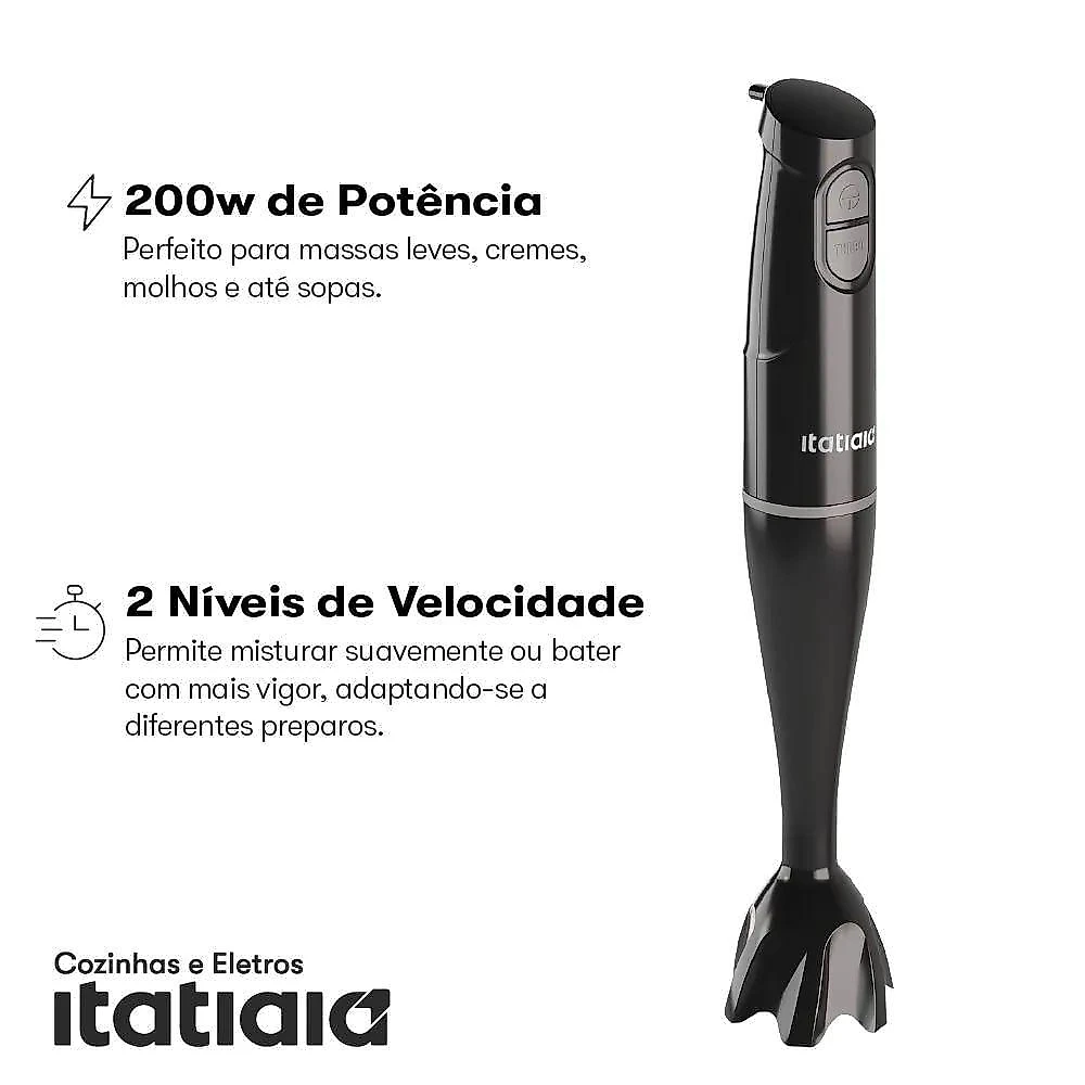 Mixer de Mão Itatiaia Mixer Preto Brilhante Itatiaia 200W 2 Velocidades Preto 220V
