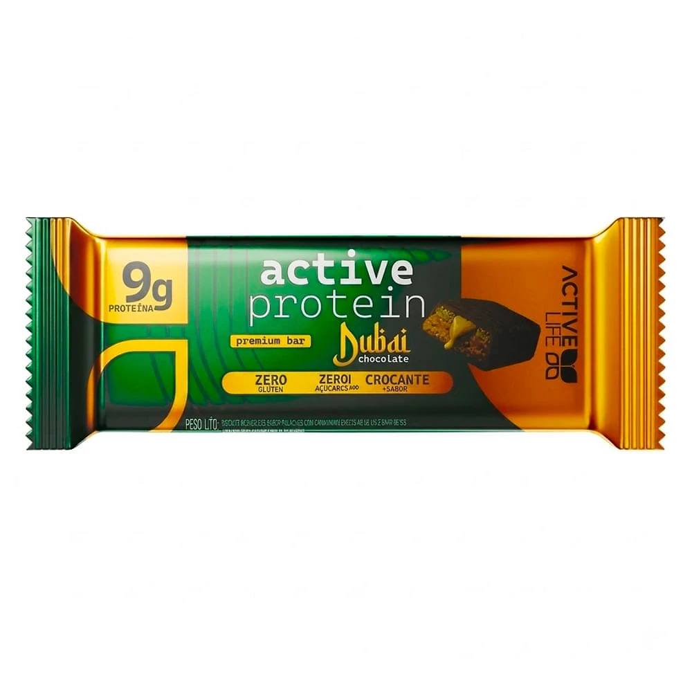 Barra de Proteína Active Protein Premium Bar Active Life com 9g de Proteína Dubai Chocolate 50g