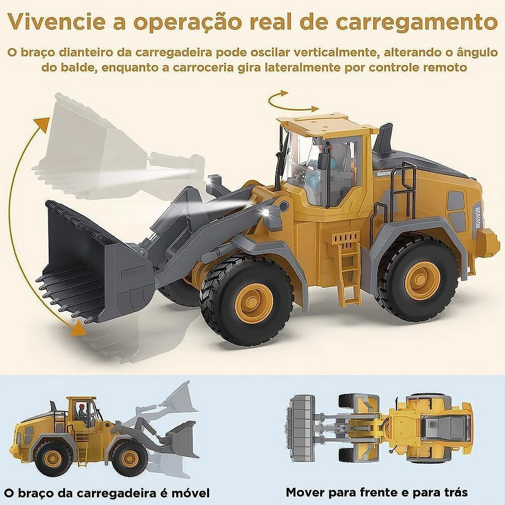 Carregadeira de Controle Remoto 2,4GHz 9 Canais Amarelo
