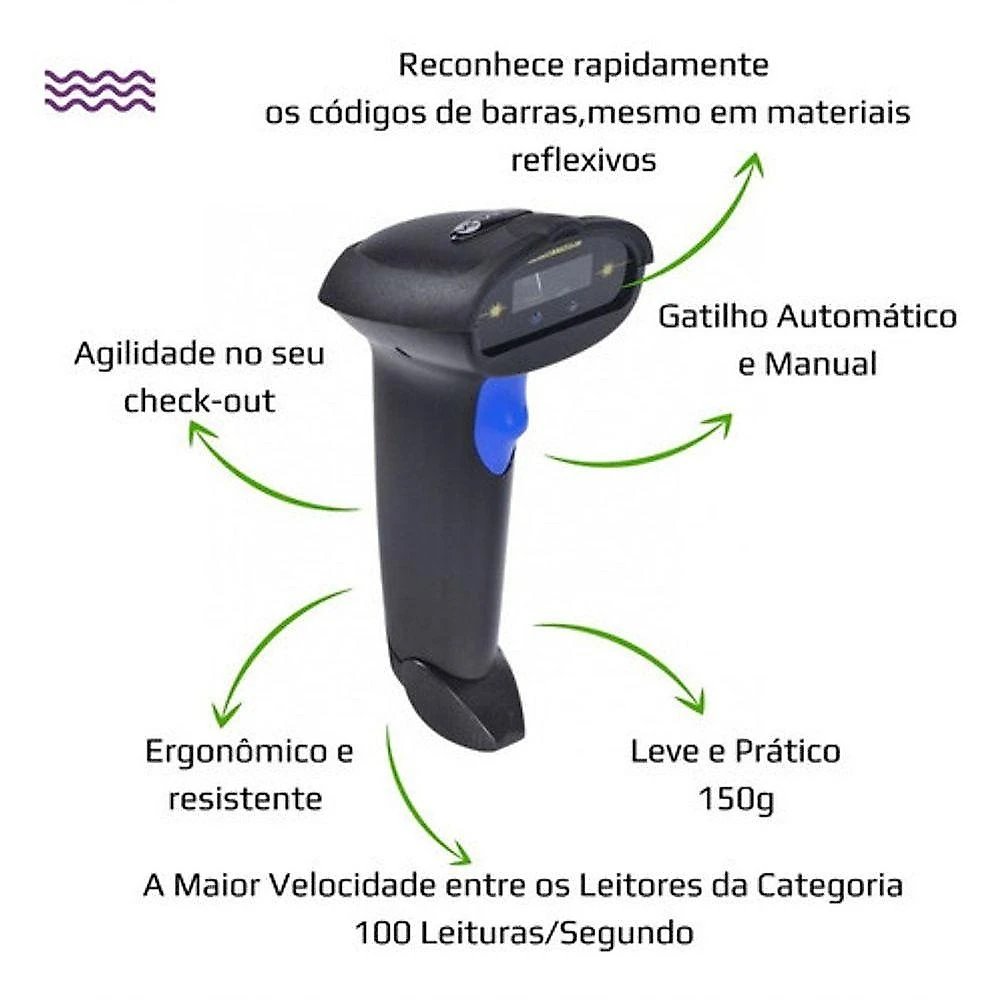 Leitor de Código de Barras Vinik ACB90 1D com Suporte, Profundidade 420 mm, Preto, Higipack