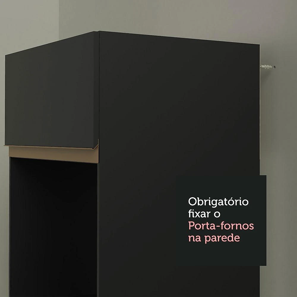 Cozinha completa madesa reims 320001 com armário e balcão - preto